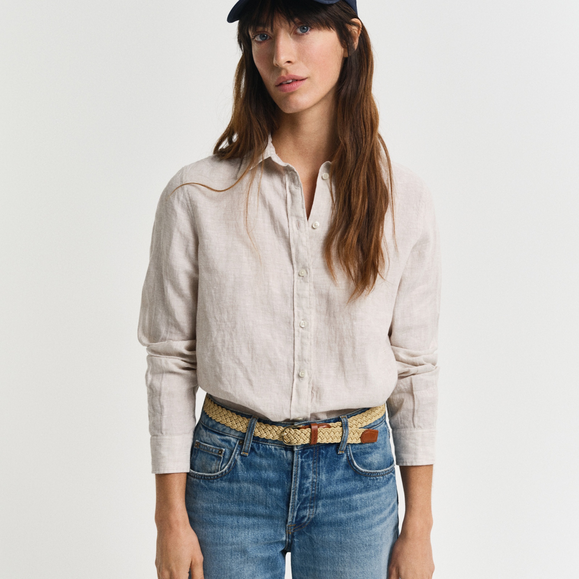 GANT Kadın Bej Regular Fit Klasik Yaka Gömlek