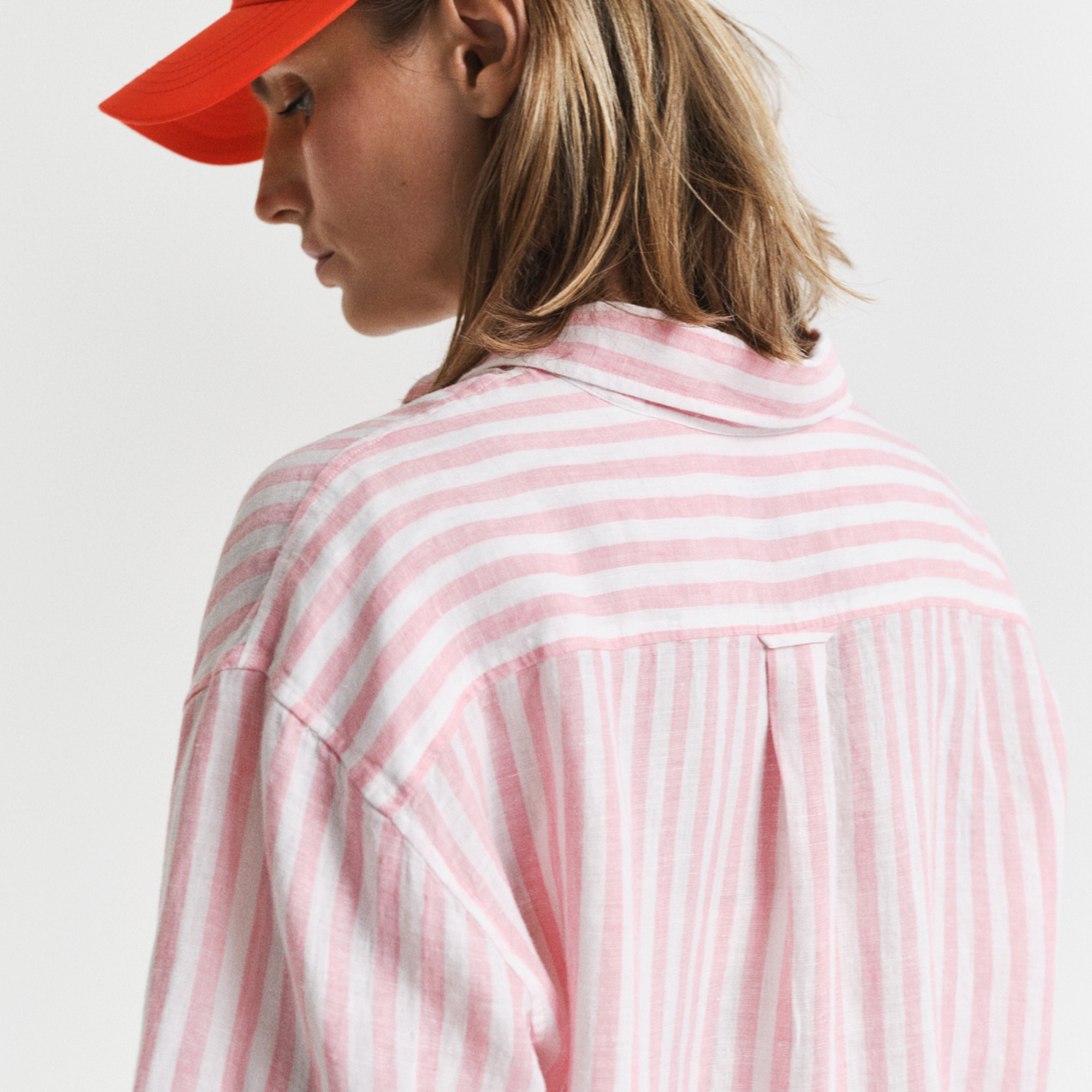 GANT Kadın Pembe Relaxed Fit Klasik Yaka Çizgili Gömlek