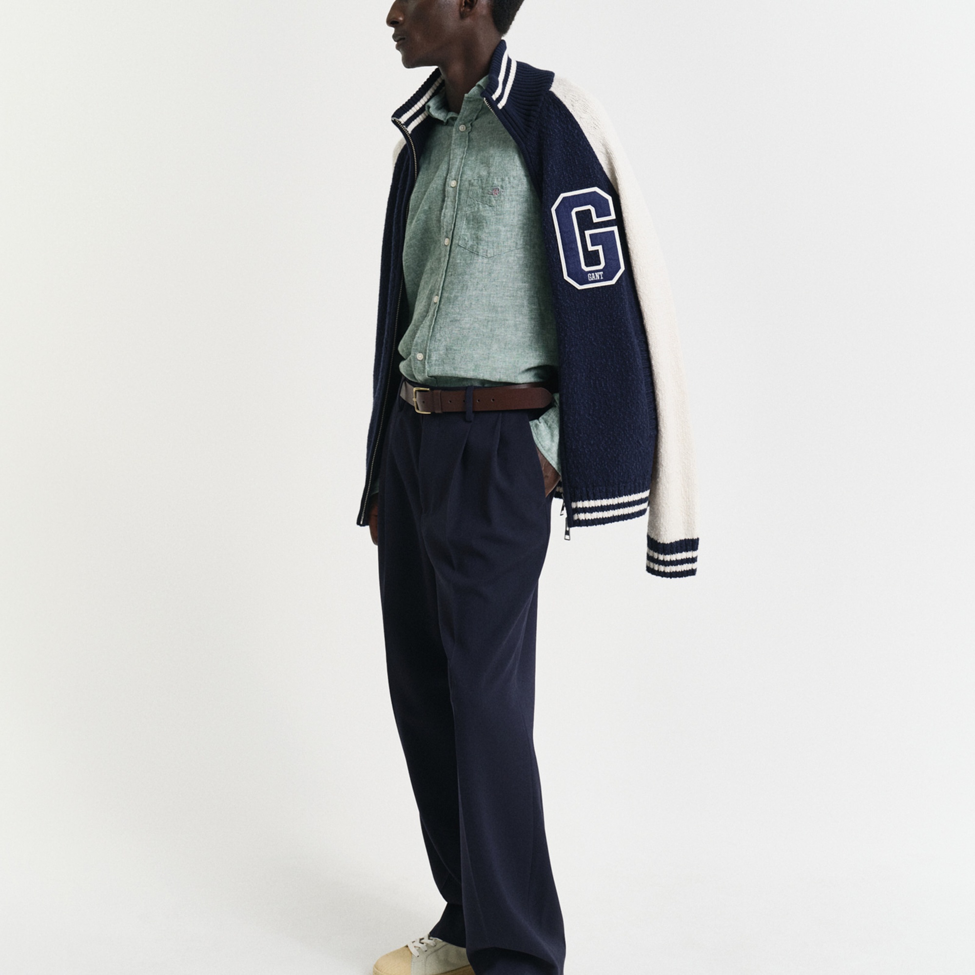 GANT Erkek Yeşil Regular Fit Düğmeli Yaka Keten Gömlek