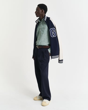  GANT Erkek Yeşil Regular Fit Düğmeli Yaka Keten Gömlek