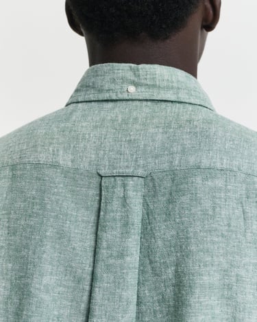  GANT Erkek Yeşil Regular Fit Düğmeli Yaka Keten Gömlek