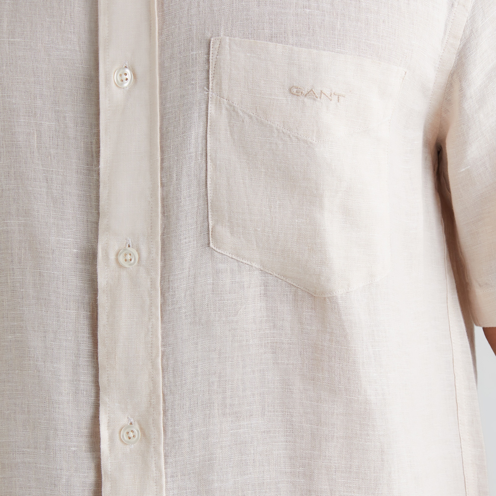 GANT Erkek Bej Regular Fit Klasik Yaka Keten Gömlek