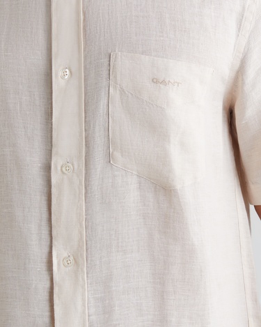  GANT Erkek Bej Regular Fit Klasik Yaka Keten Gömlek