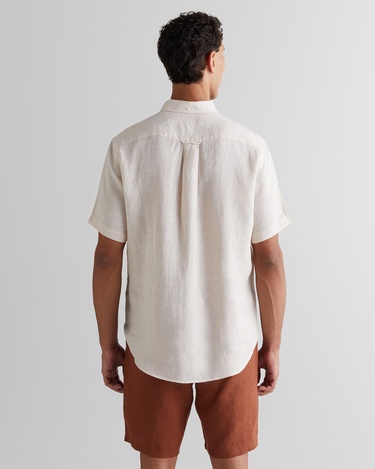  GANT Erkek Bej Regular Fit Klasik Yaka Keten Gömlek