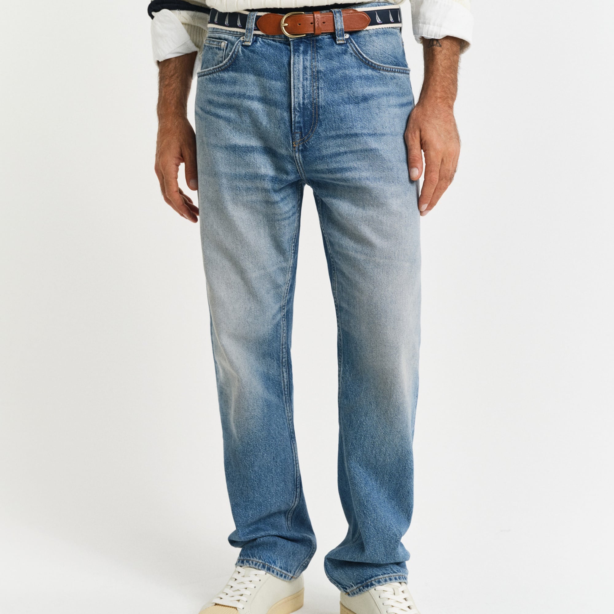 GANT Erkek Mavi Straight Fit Pantolon