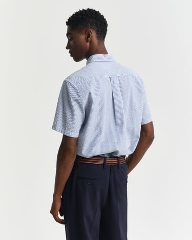  GANT Erkek Lacivert Regular Fit Düğmeli Yaka Çizgili Gömlek