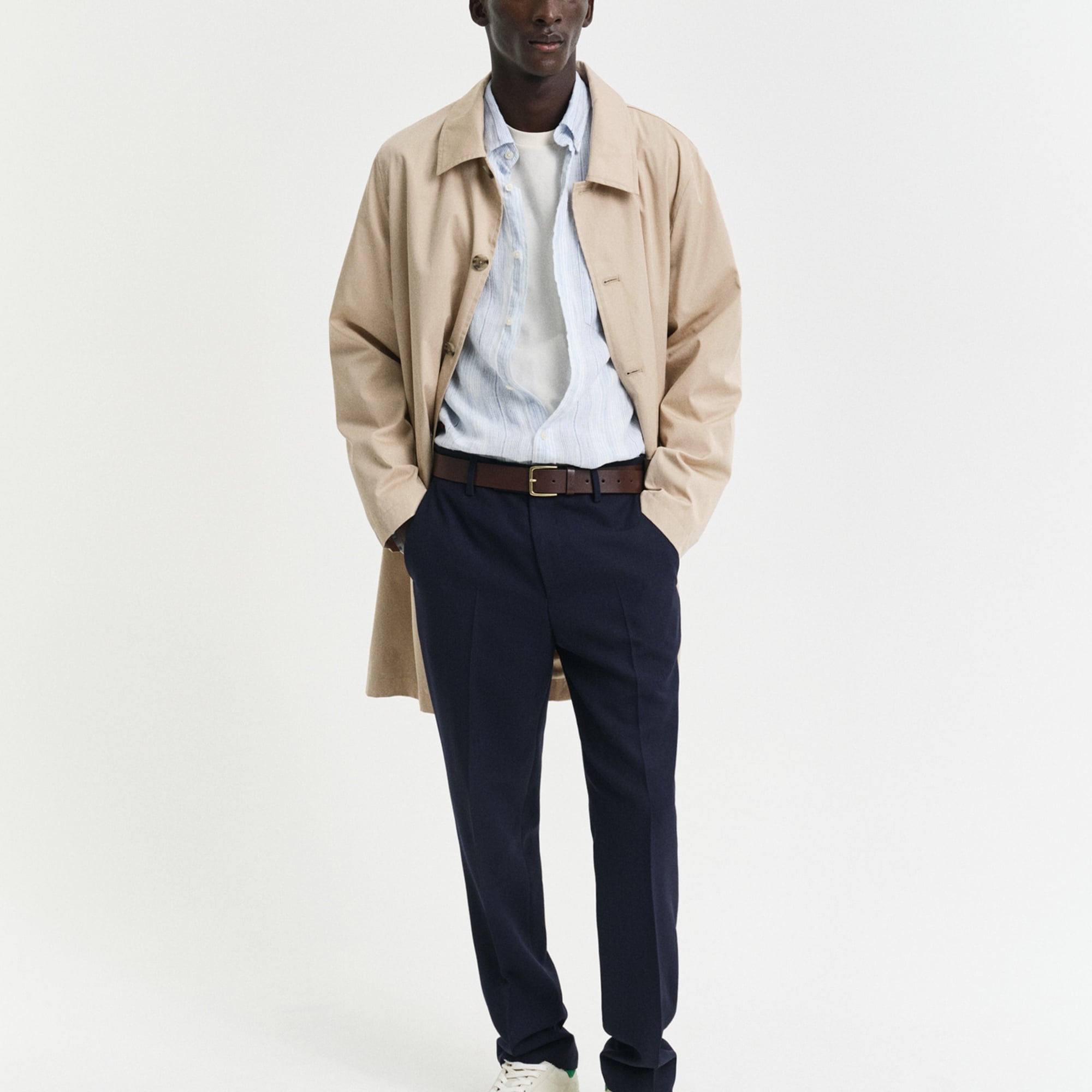 GANT Erkek Mavi Regular Fit Düğmeli Yaka Çizgili Gömlek