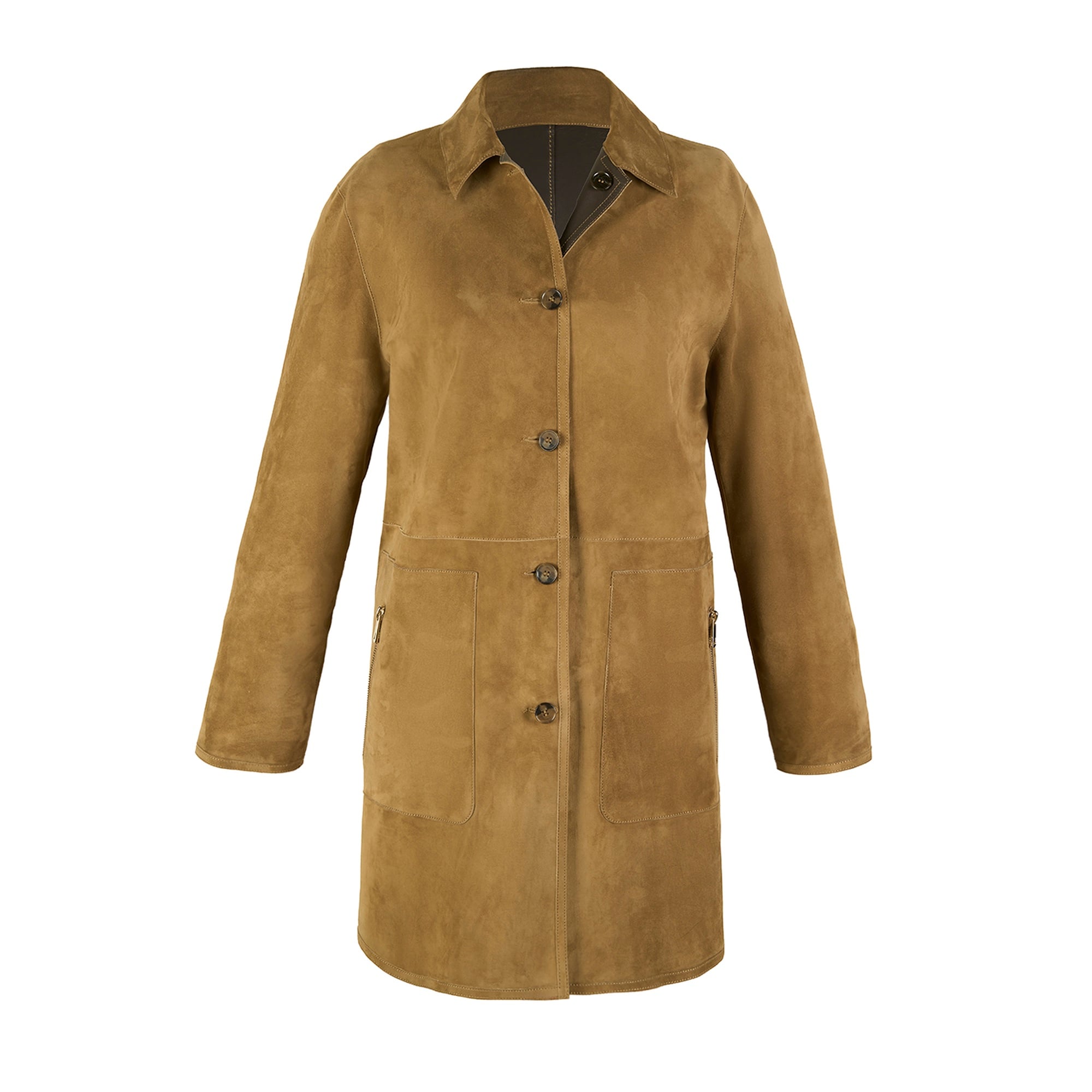 Simonetta Yeşil Kadın Çift Taraflı Deri Pardösü