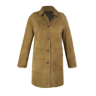  Simonetta Yeşil Kadın Çift Taraflı Deri Pardösü