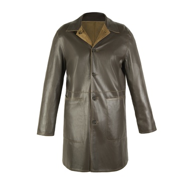  Simonetta Yeşil Kadın Çift Taraflı Deri Pardösü