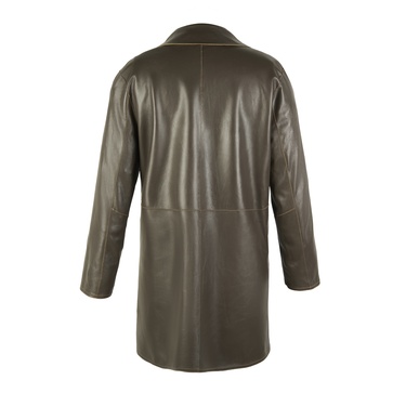  Simonetta Yeşil Kadın Çift Taraflı Deri Pardösü