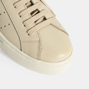  Kadın Bej Bağcıklı Deri Günlük Ayakkabı