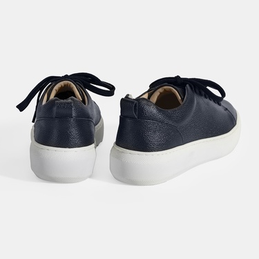  Kadın Lacivert Bağcıklı Deri Günlük Ayakkabı