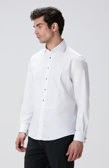  Network Erkek Beyaz Smokin Gömlek