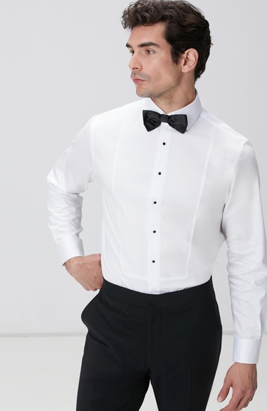  Network Erkek Beyaz Smokin Gömlek