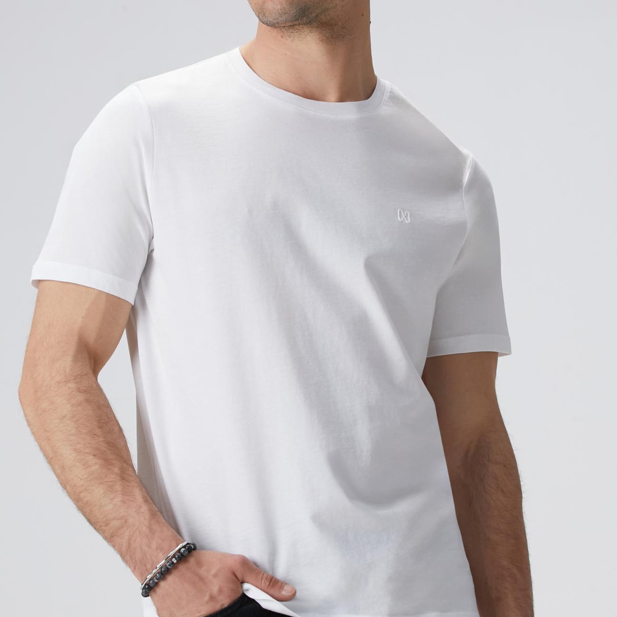 Network Erkek Beyaz Basic T-shirt