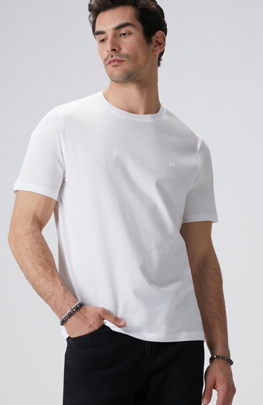  Network Erkek Beyaz Basic T-shirt