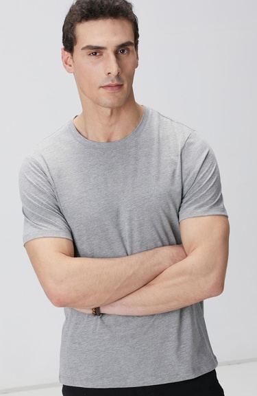  Network Erkek Gri Melanj Basic T-shirt