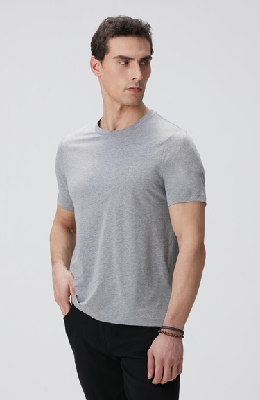  Network Erkek Gri Melanj Basic T-shirt