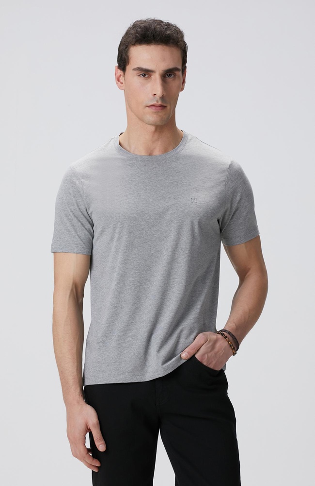  Network Erkek Gri Melanj Basic T-shirt