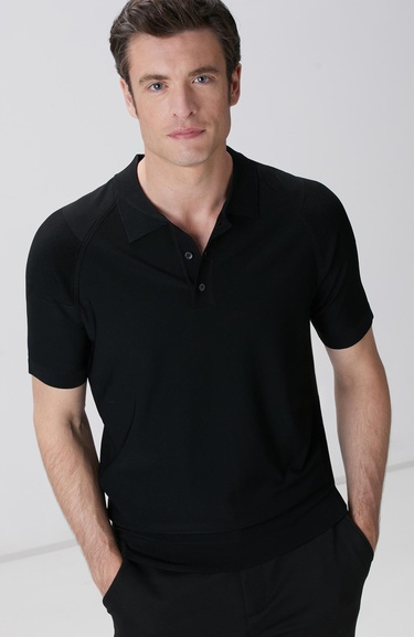  Network Erkek Siyah Polo Yaka Triko