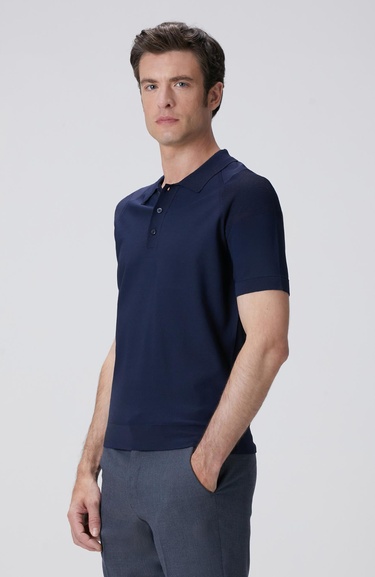  Network Erkek Lacivert Polo Yaka Triko