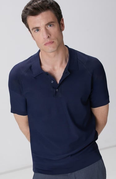  Network Erkek Lacivert Polo Yaka Triko