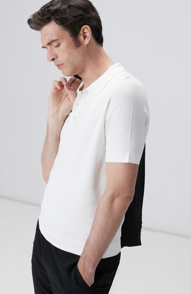  Network Erkek Kırık Beyaz Polo Yaka Triko