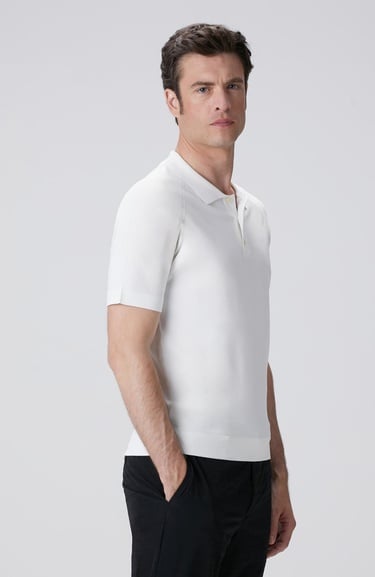  Network Erkek Kırık Beyaz Polo Yaka Triko