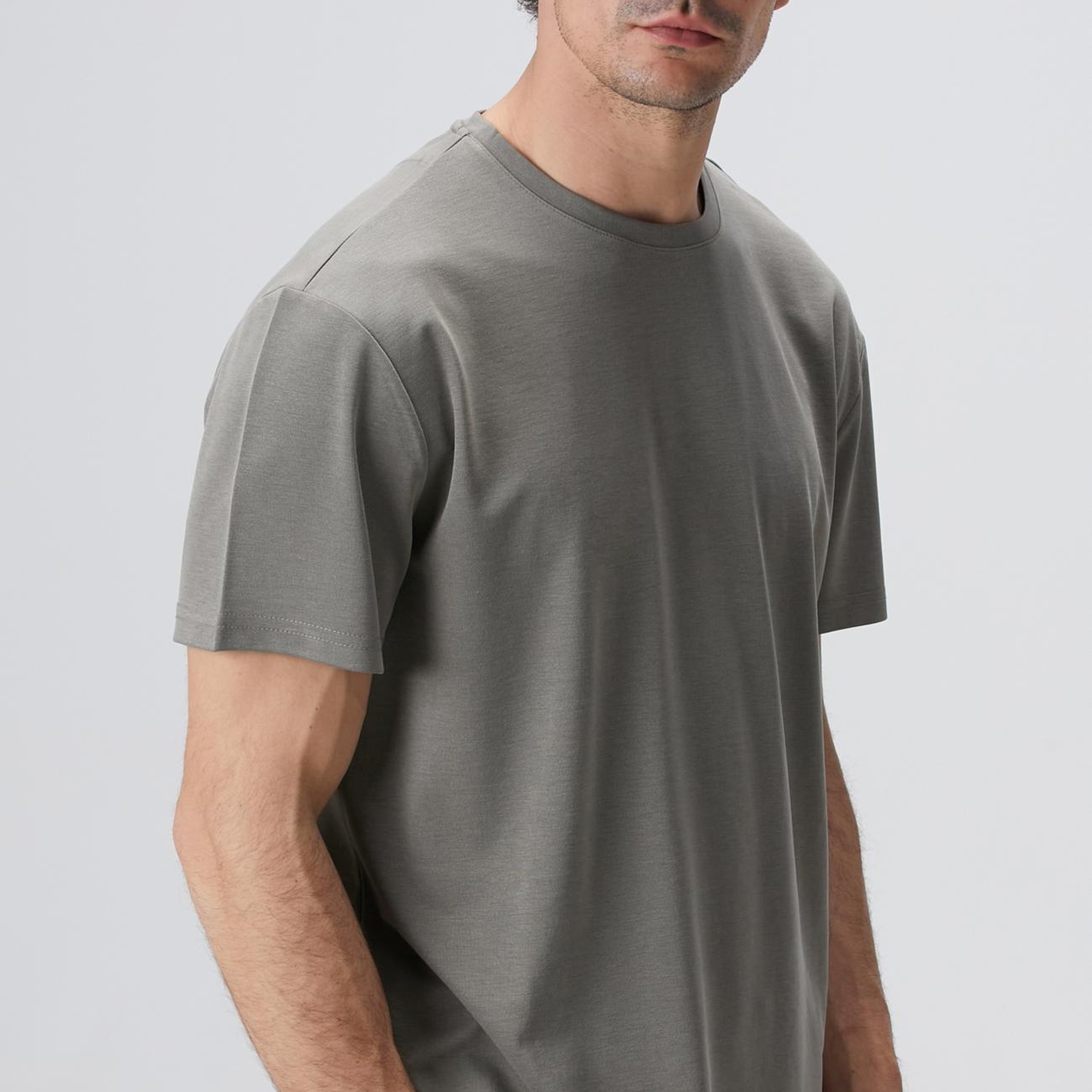 Network Erkek Haki Basic T-shirt