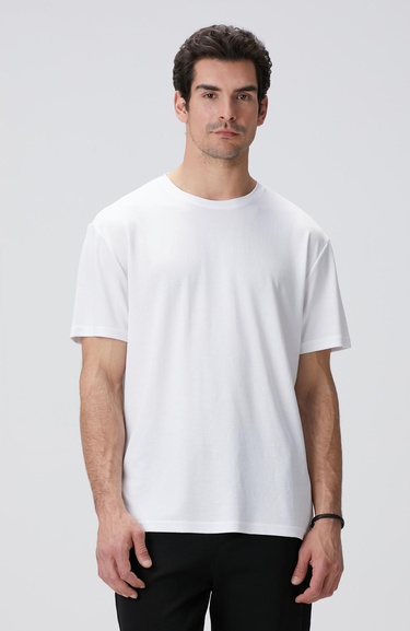  Network Erkek Beyaz Basic T-shirt
