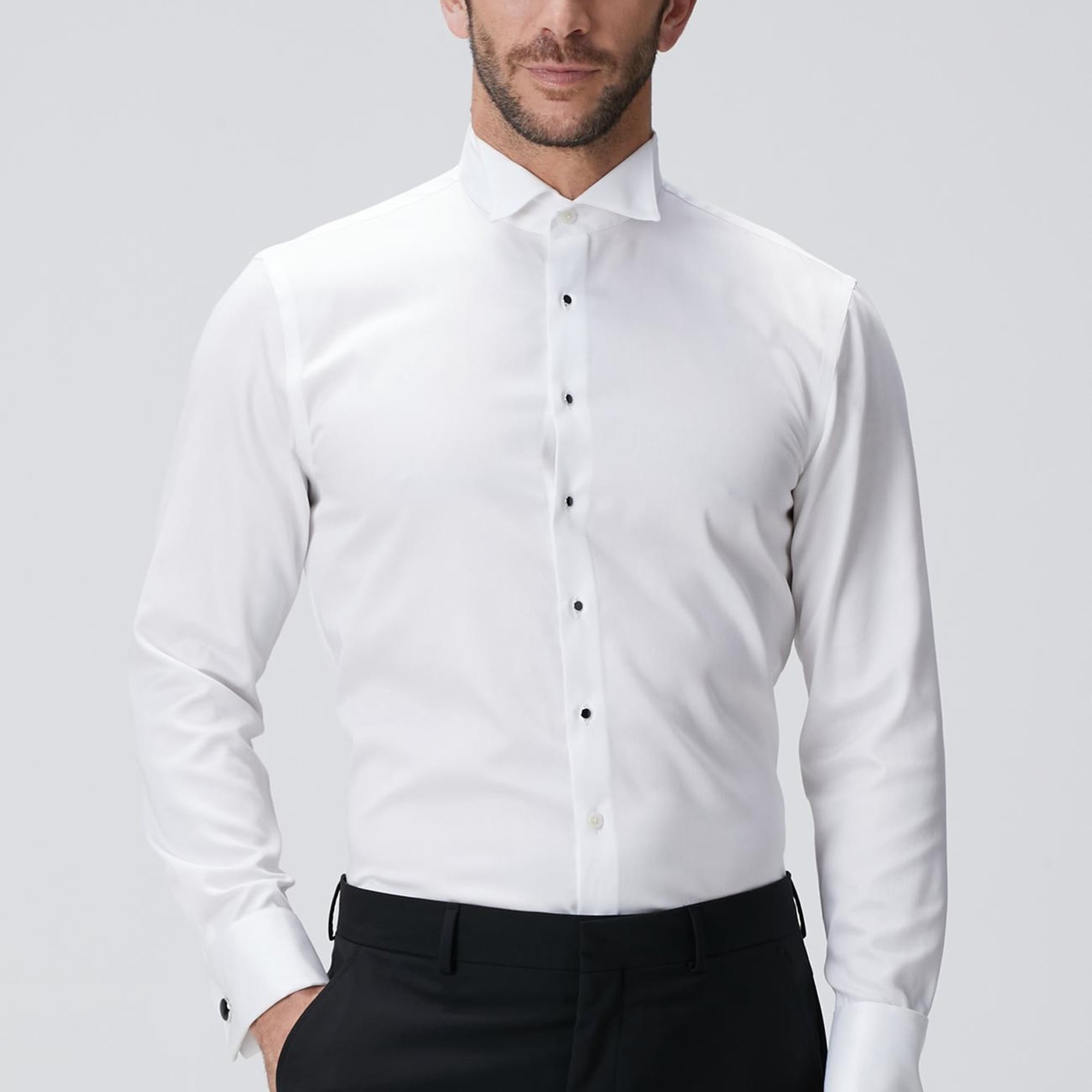 Network Erkek Beyaz Non-Iron Smokin Gömlek