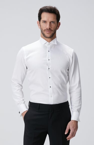  Network Erkek Beyaz Non-Iron Smokin Gömlek