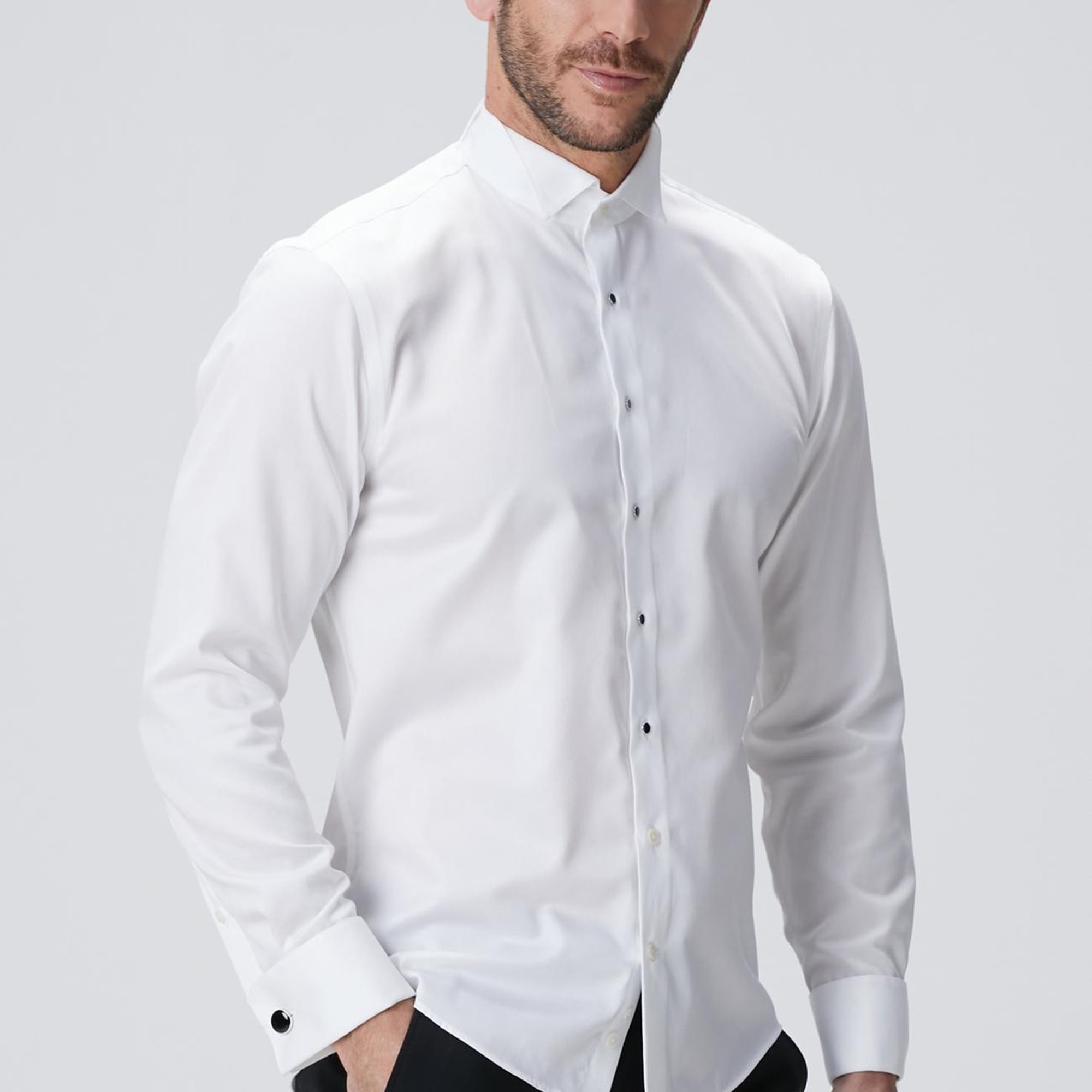 Network Erkek Beyaz Non-Iron Smokin Gömlek