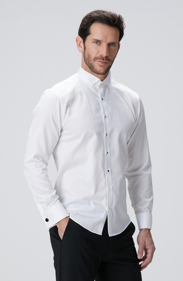  Network Erkek Beyaz Non-Iron Smokin Gömlek