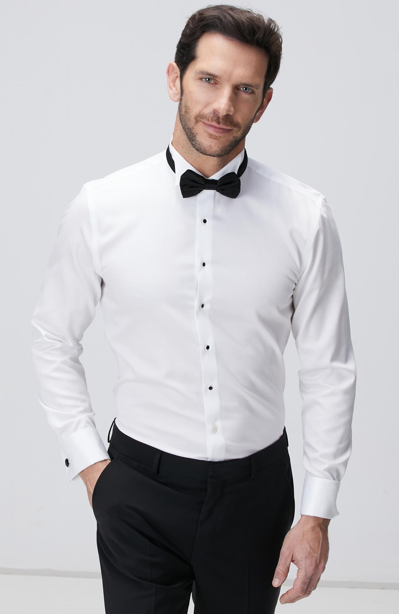  Network Erkek Beyaz Non-Iron Smokin Gömlek