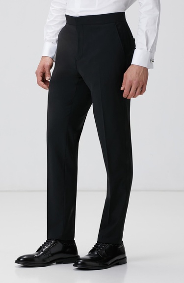  Network Erkek Siyah Yün Karışımlı Smokin Pantolon