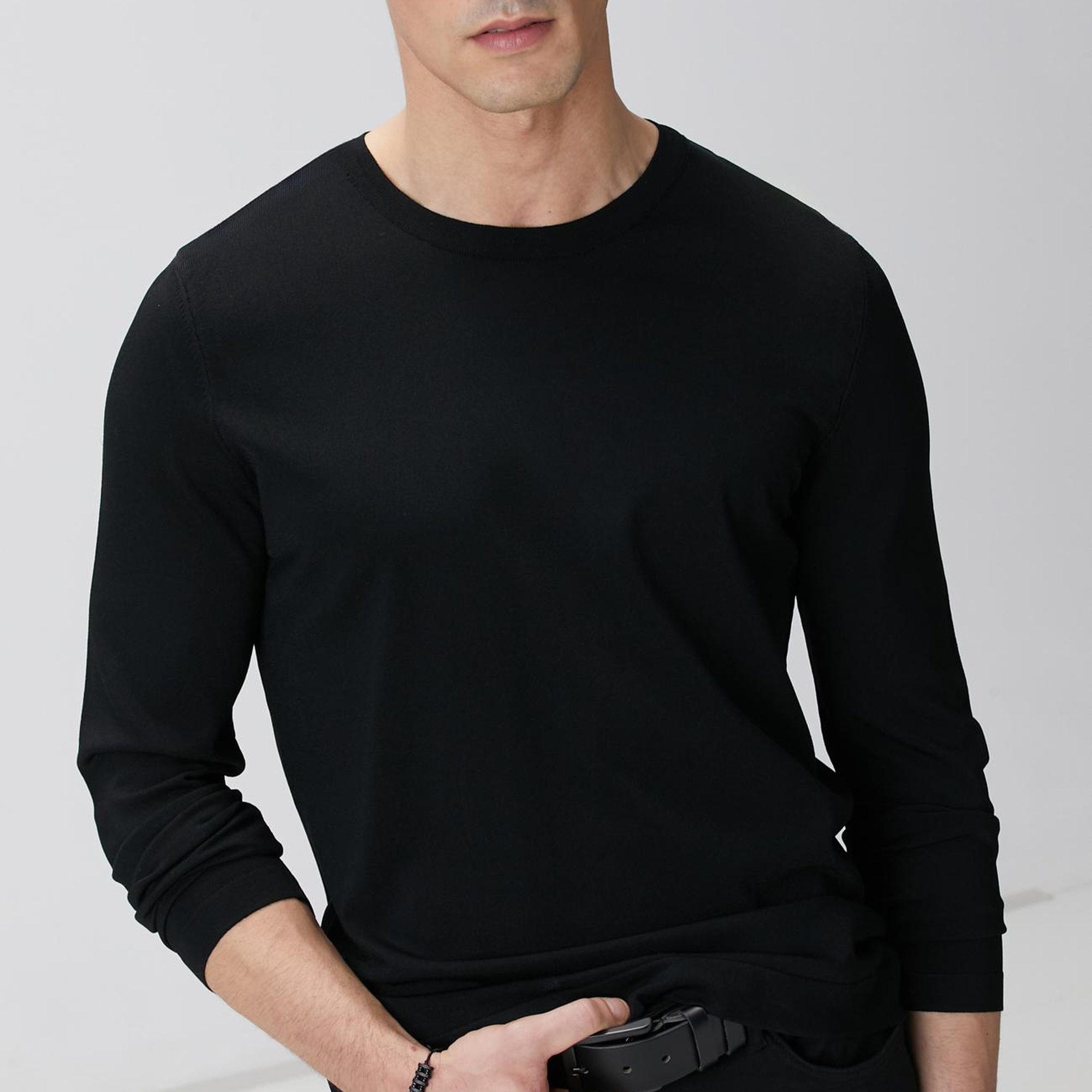 Network Erkek Siyah N-Tech Basıc Triko Kazak