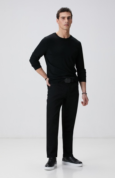  Network Erkek Siyah N-Tech Basıc Triko Kazak