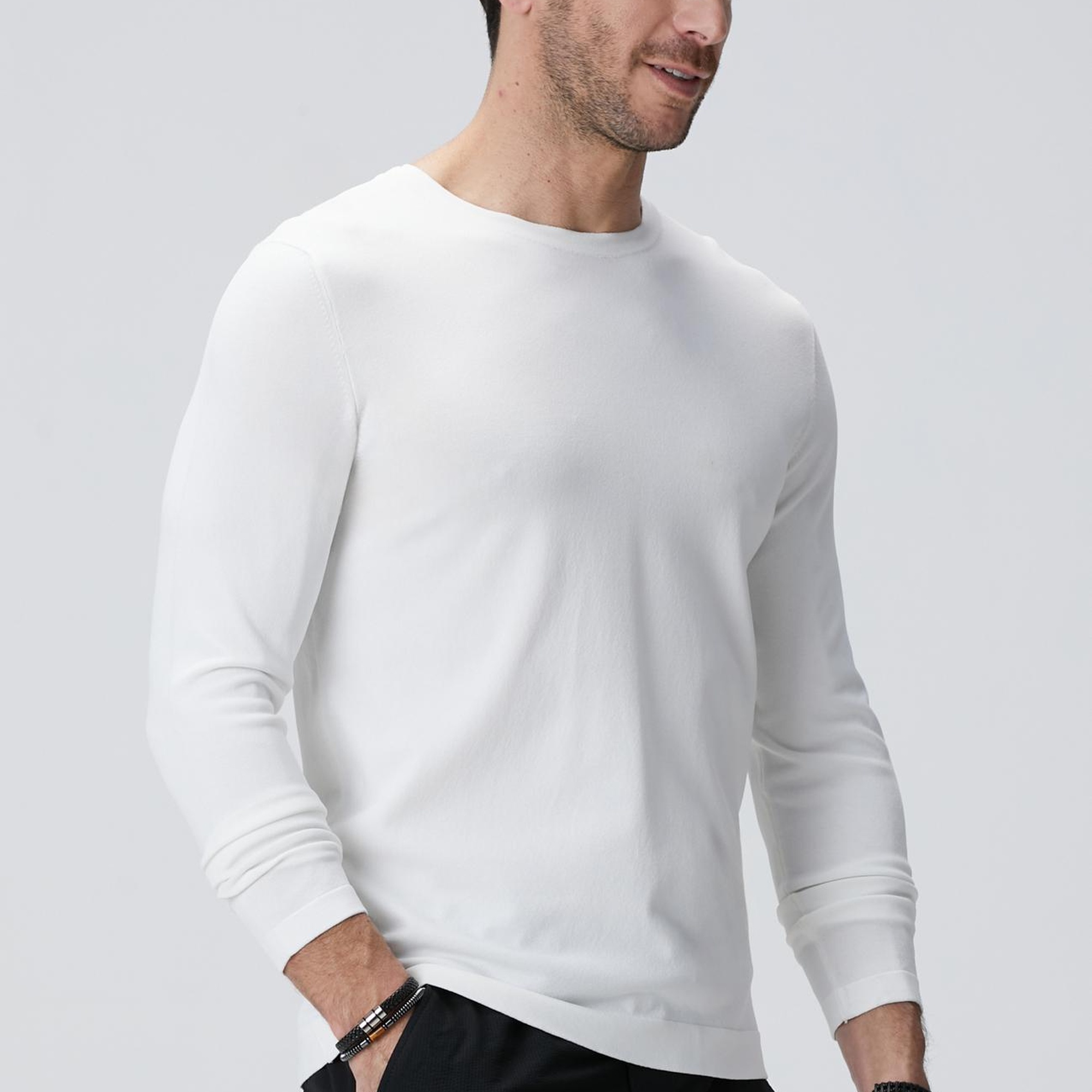 Network Erkek N-Tech Kırık Beyaz Basic Kazak