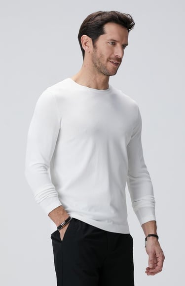  Network Erkek N-Tech Kırık Beyaz Basic Kazak