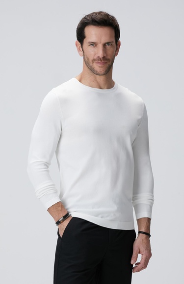  Network Erkek N-Tech Kırık Beyaz Basic Kazak