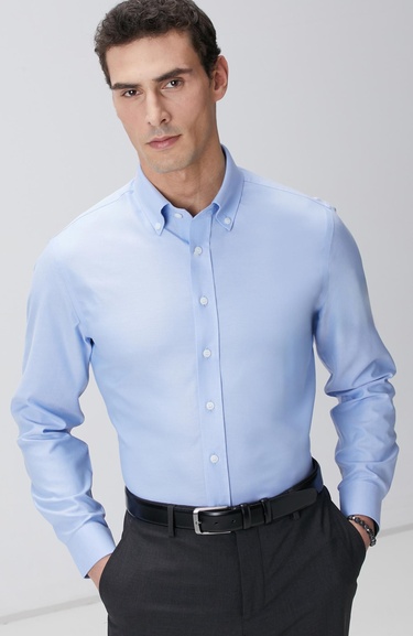  Network Erkek Mavi Super Non-Iron Oxford Gömlek