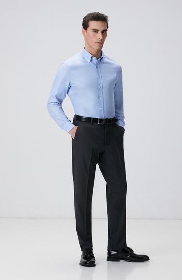  Network Erkek Mavi Super Non-Iron Oxford Gömlek