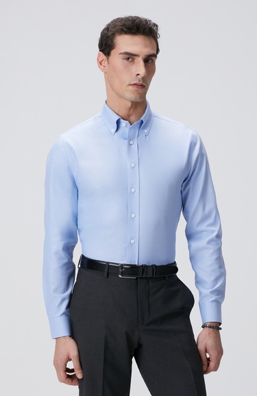  Network Erkek Mavi Super Non-Iron Oxford Gömlek