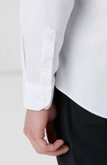  Network Erkek Beyaz Super Non-Iron Jakarlı Gömlek