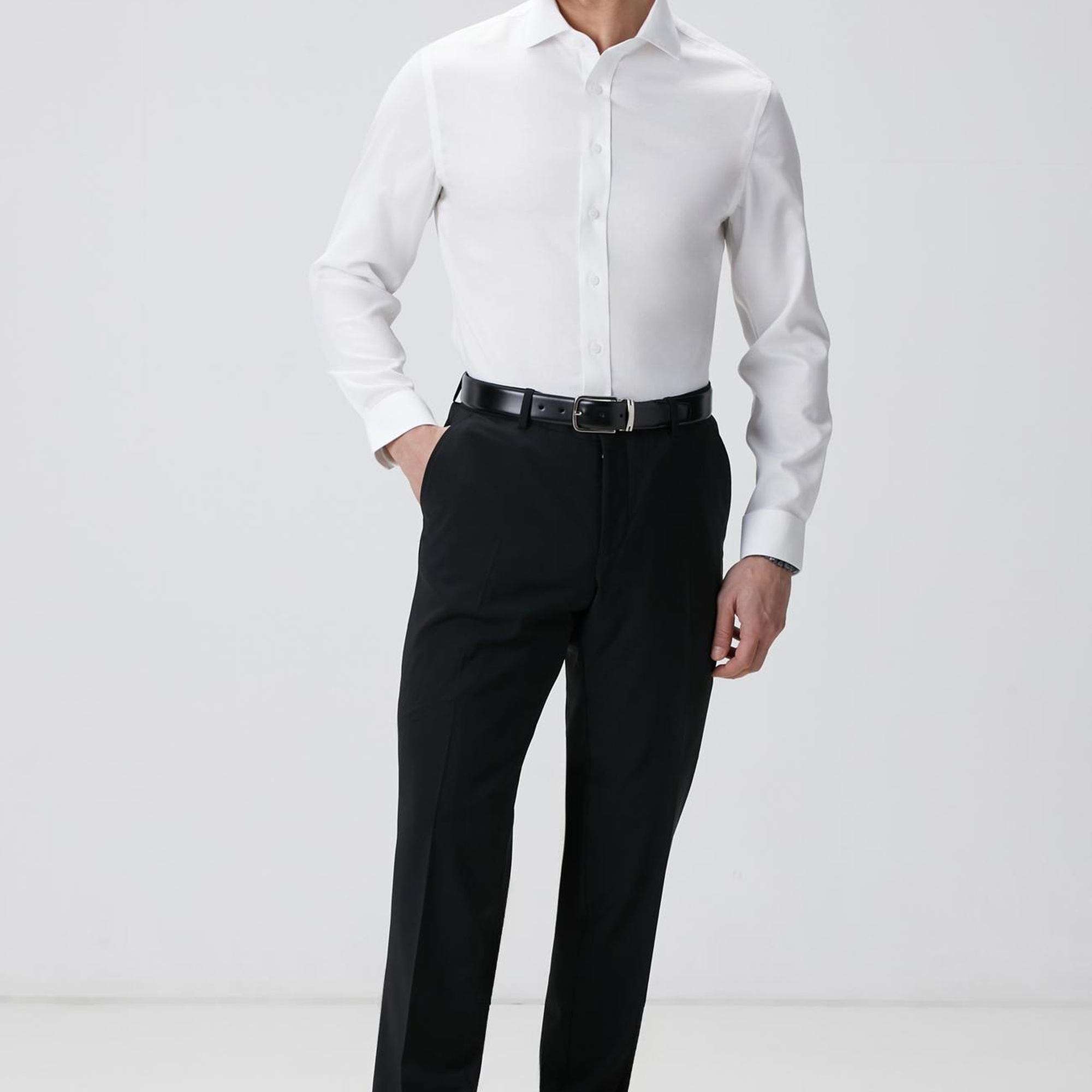 Network Erkek Beyaz Super Non-Iron Jakarlı Gömlek