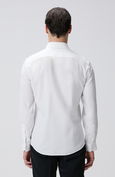  Network Erkek Beyaz Super Non-Iron Jakarlı Gömlek