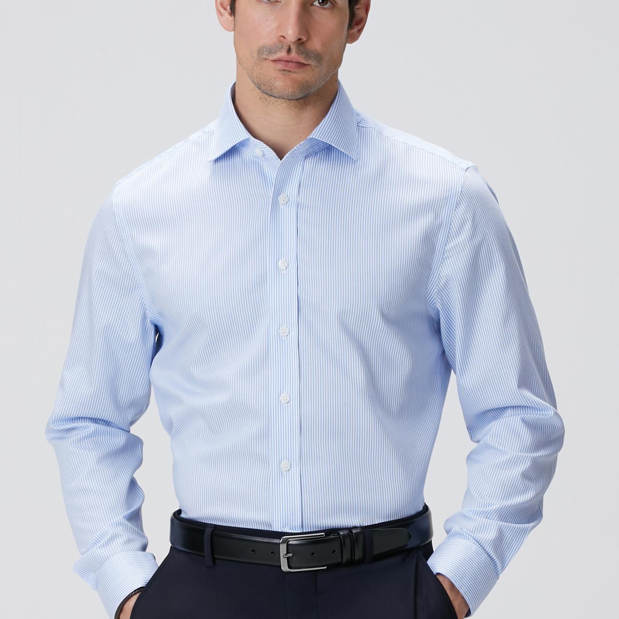 Network Erkek Açık Mavi Super Non-Iron Gömlek