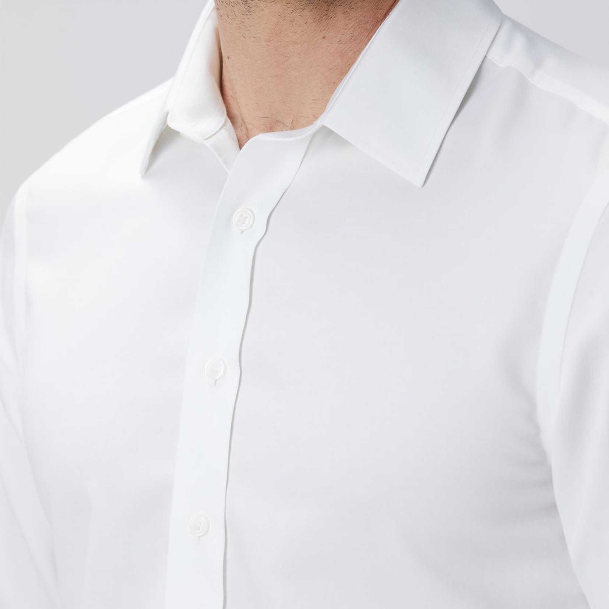 Network Erkek Non-Iron Beyaz Saten Gömlek